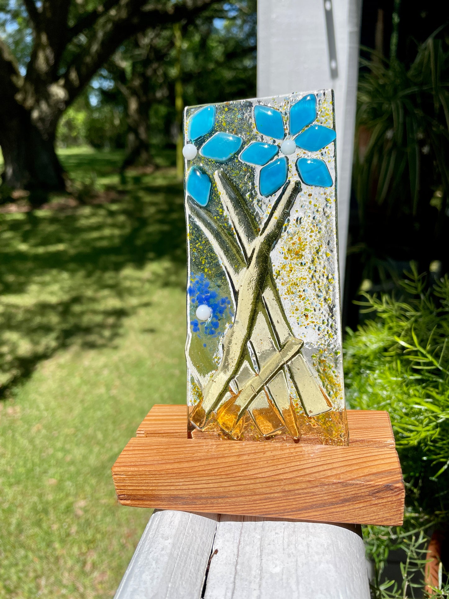Blue flower with yellow