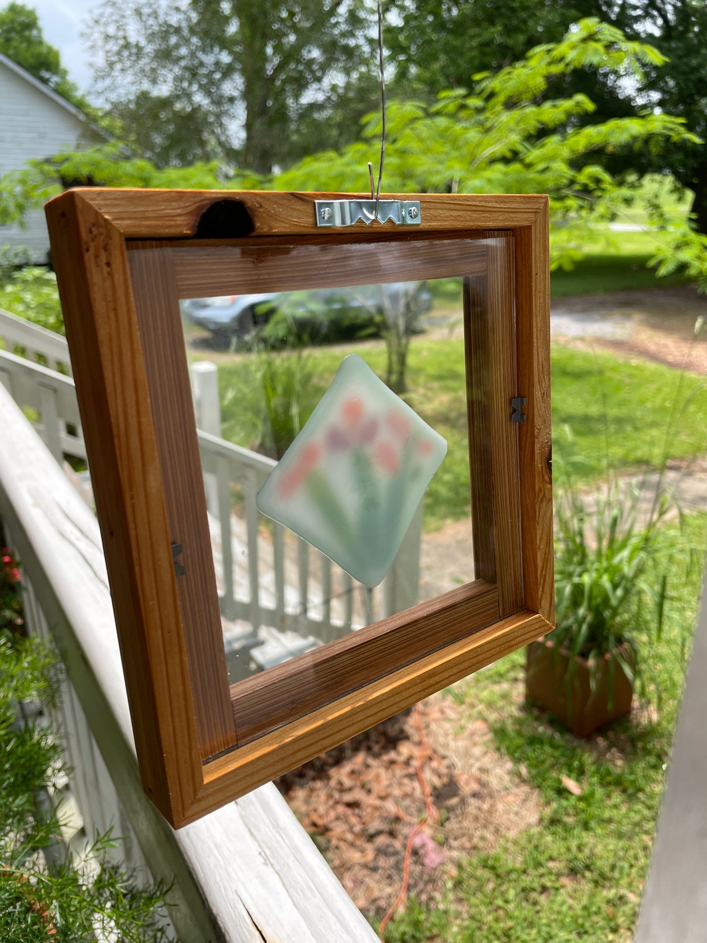 Framed white and orange flower